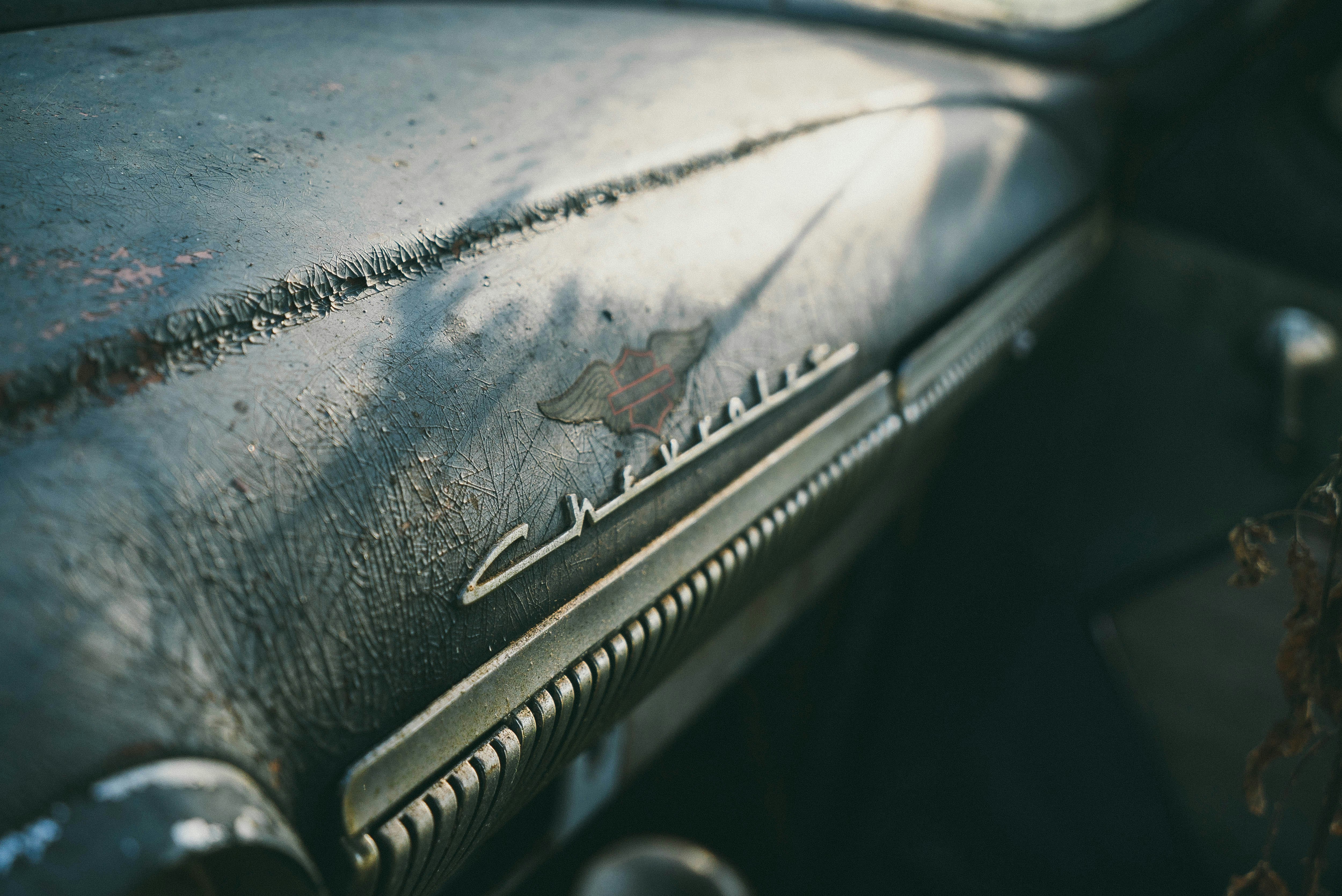 Close-up of vintage Chevrolet badge.